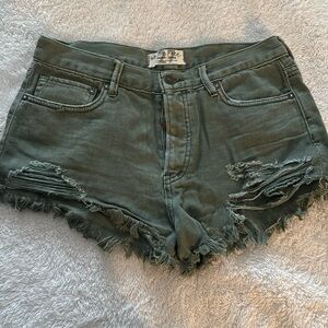 Free People Brand Green Shorty Shorts